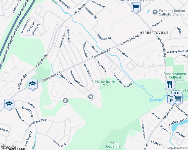 map of restaurants, bars, coffee shops, grocery stores, and more near 514 Colorado Avenue in Brick