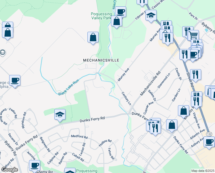 map of restaurants, bars, coffee shops, grocery stores, and more near 3121 Maureen Drive in Philadelphia