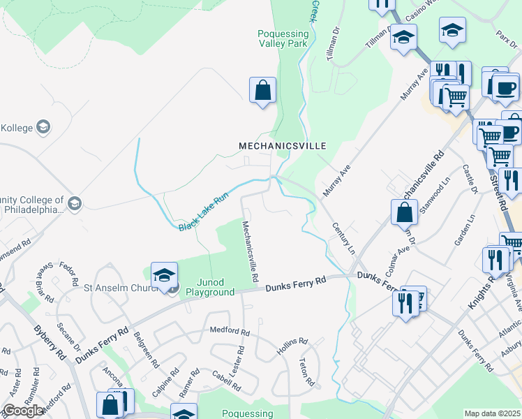 map of restaurants, bars, coffee shops, grocery stores, and more near 3106 Maureen Drive in Philadelphia