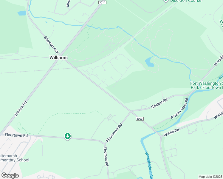 map of restaurants, bars, coffee shops, grocery stores, and more near 6150 Creekside Drive in Flourtown