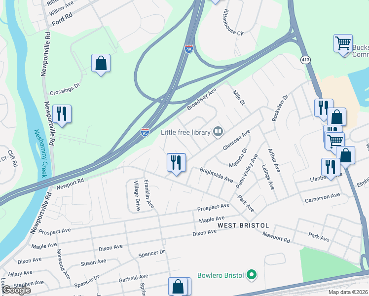 map of restaurants, bars, coffee shops, grocery stores, and more near 1500 Morris Street in Bristol