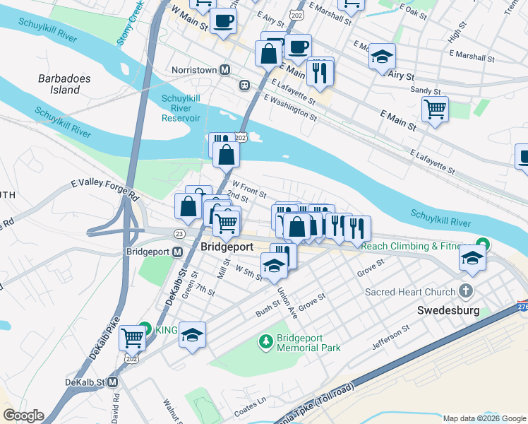 map of restaurants, bars, coffee shops, grocery stores, and more near 201 Mill Street in Bridgeport