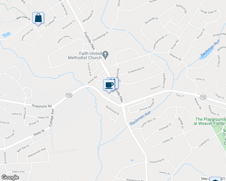 map of restaurants, bars, coffee shops, grocery stores, and more near 600 Richmond Dr in Lancaster