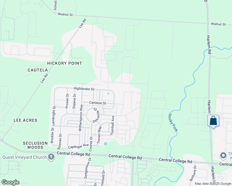map of restaurants, bars, coffee shops, grocery stores, and more near 6146 Foxmeadow Drive in Westerville