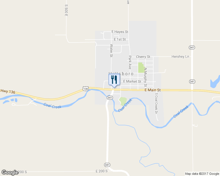 map of restaurants, bars, coffee shops, grocery stores, and more near 108 North Water Street in Crawfordsville