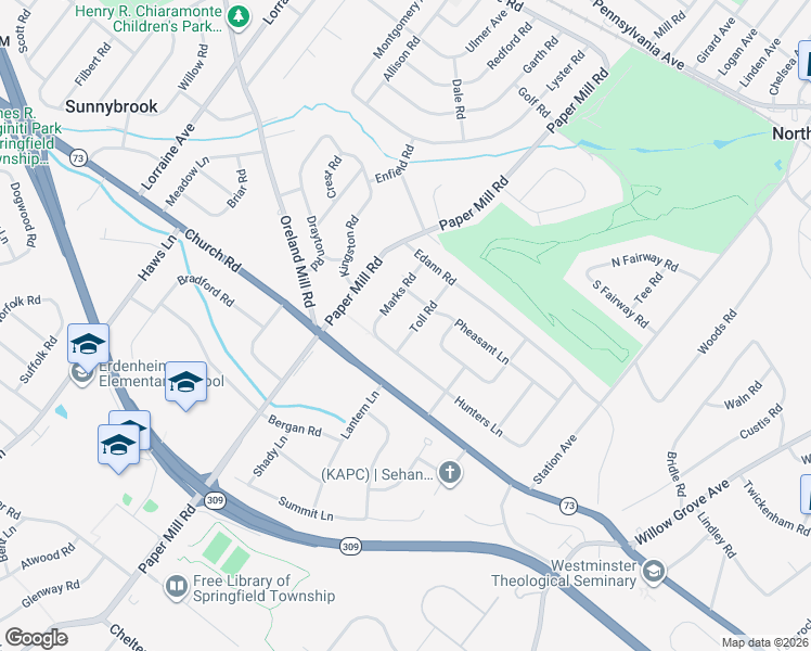 map of restaurants, bars, coffee shops, grocery stores, and more near 515 Toll Road in Oreland
