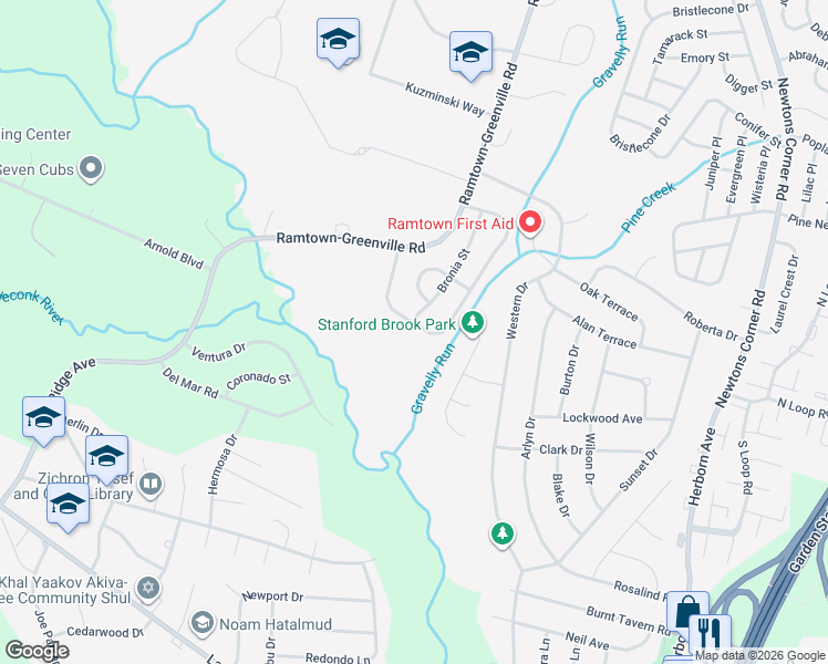 map of restaurants, bars, coffee shops, grocery stores, and more near 149 Moses Milch Drive in Howell Township