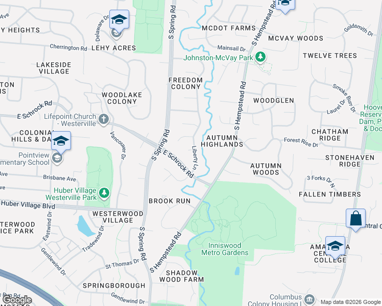 map of restaurants, bars, coffee shops, grocery stores, and more near 15 Kalu Place in Westerville