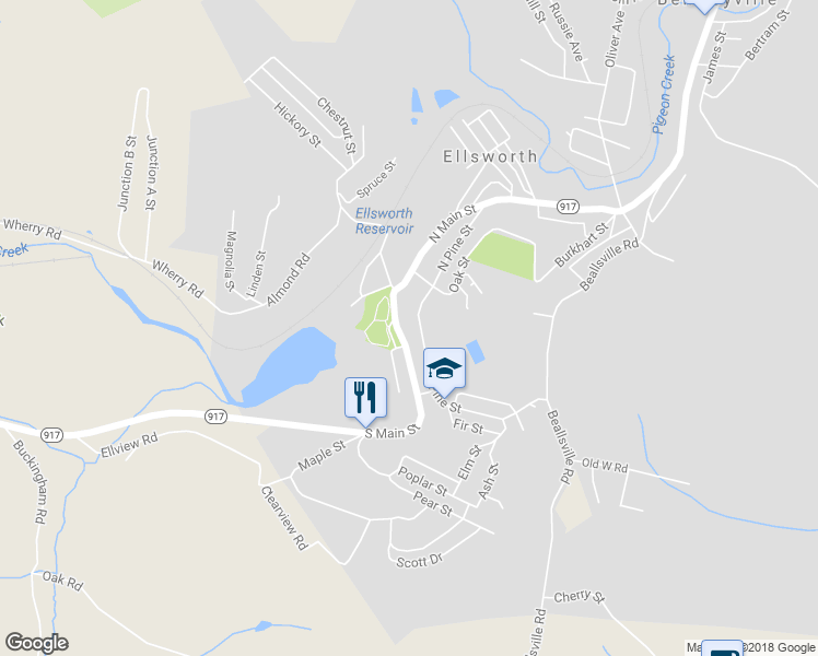 map of restaurants, bars, coffee shops, grocery stores, and more near 19 North Main Street in Ellsworth