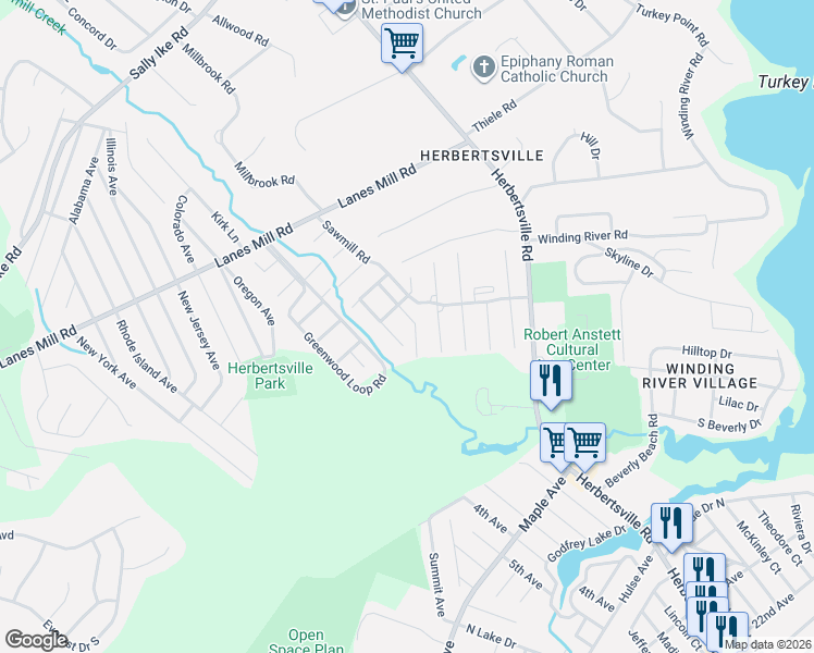 map of restaurants, bars, coffee shops, grocery stores, and more near 73 Creek Road in Brick Township