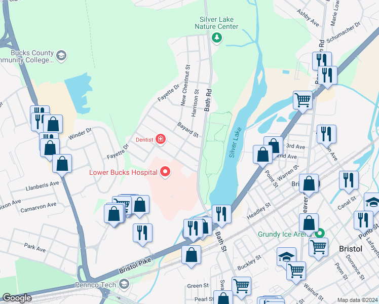 map of restaurants, bars, coffee shops, grocery stores, and more near 714 Merlin Street in Bristol