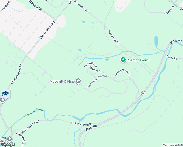 map of restaurants, bars, coffee shops, grocery stores, and more near 132 Bellwood Court in Phoenixville