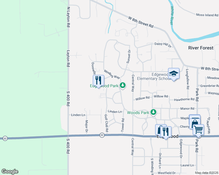 map of restaurants, bars, coffee shops, grocery stores, and more near 608 Golf Club Road in Anderson