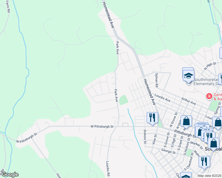 map of restaurants, bars, coffee shops, grocery stores, and more near 2315 Cowling Rd in Scottdale