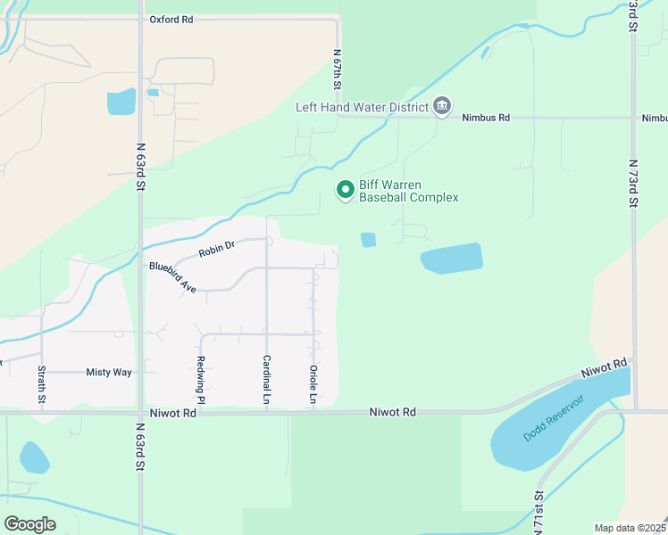 map of restaurants, bars, coffee shops, grocery stores, and more near 6699 Bluebird Avenue in Longmont