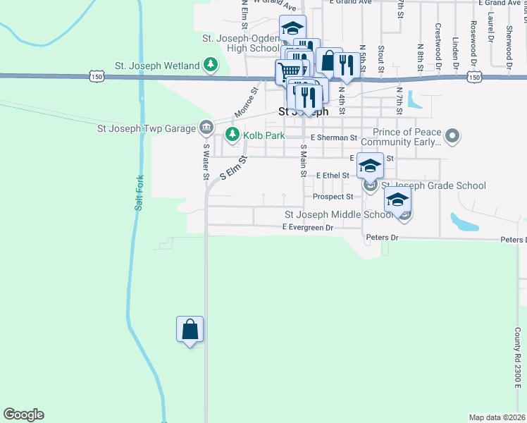 map of restaurants, bars, coffee shops, grocery stores, and more near 107 Briarcliff Drive in Saint Joseph