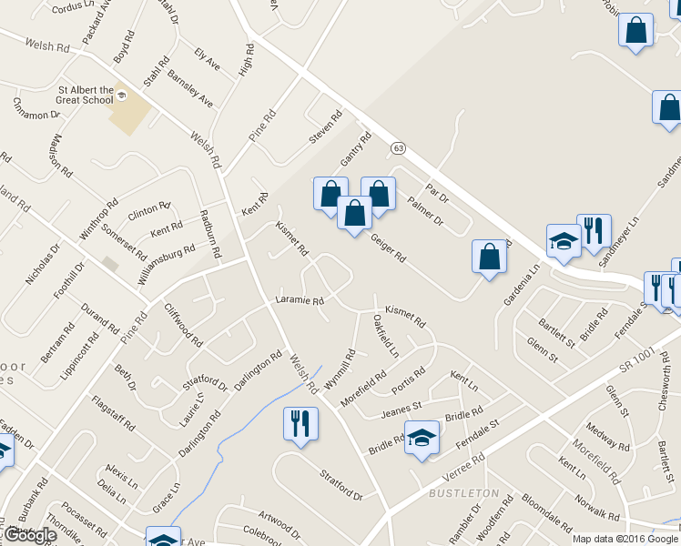 map of restaurants, bars, coffee shops, grocery stores, and more near 567 Remsen Road in Philadelphia
