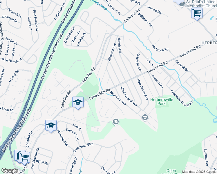 map of restaurants, bars, coffee shops, grocery stores, and more near 2110 Lanes Mill Road in Brick