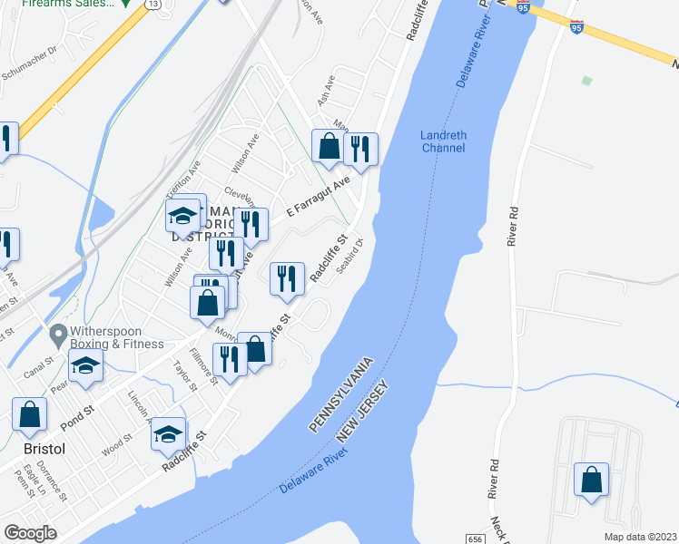 map of restaurants, bars, coffee shops, grocery stores, and more near Seabird Drive in Bristol