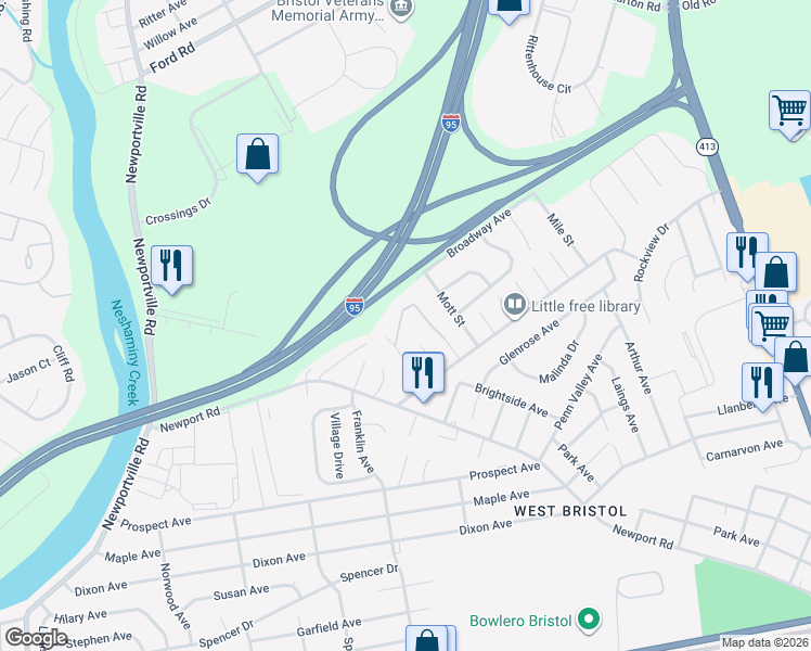 map of restaurants, bars, coffee shops, grocery stores, and more near 8L Moore Street in Bristol