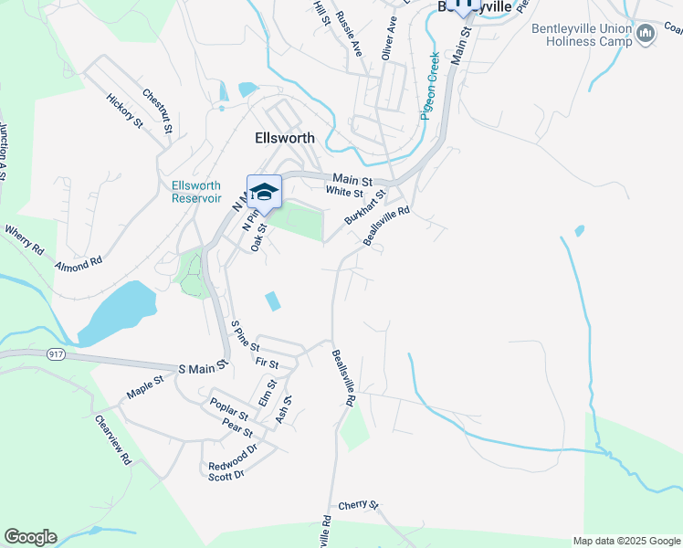 map of restaurants, bars, coffee shops, grocery stores, and more near 323 Beallsville Road in Bentleyville