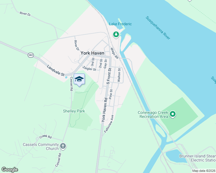 map of restaurants, bars, coffee shops, grocery stores, and more near 104 Fallsview Avenue in York Haven