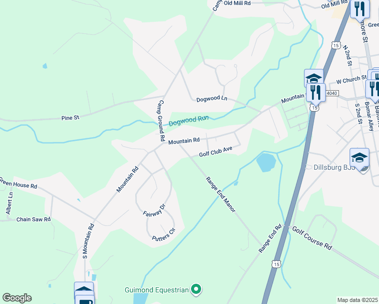 map of restaurants, bars, coffee shops, grocery stores, and more near 408 Golf Club Avenue in Dillsburg