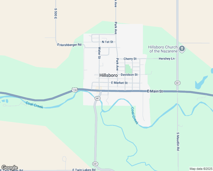 map of restaurants, bars, coffee shops, grocery stores, and more near 106 North Cross Street in Hillsboro