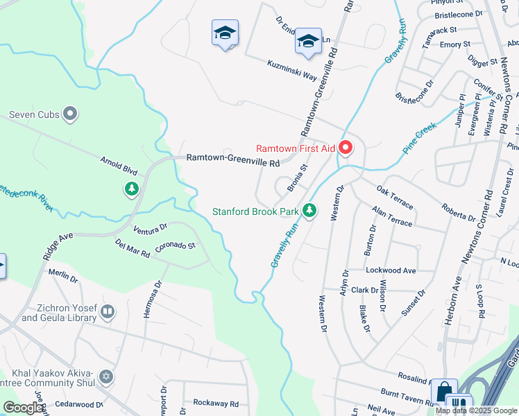 map of restaurants, bars, coffee shops, grocery stores, and more near 203 Moses Milch Drive in Howell Township