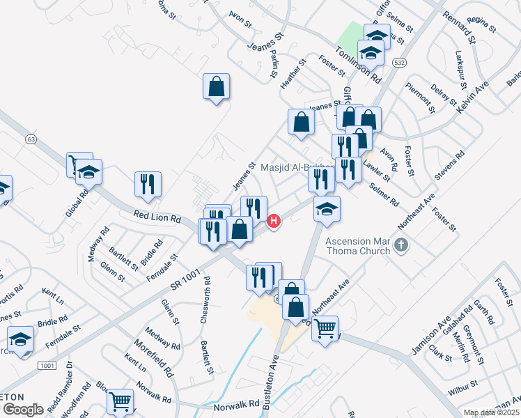 map of restaurants, bars, coffee shops, grocery stores, and more near 742 Greymont Street in Philadelphia