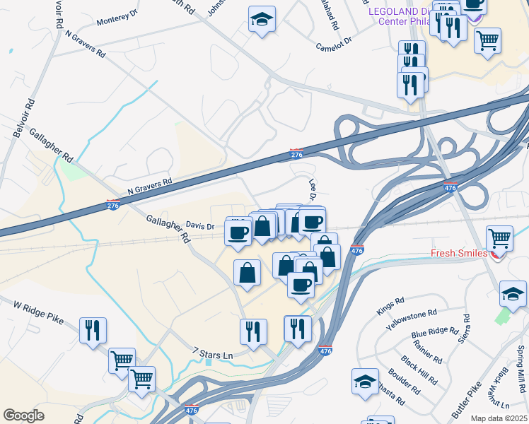 map of restaurants, bars, coffee shops, grocery stores, and more near 417 South Gravers Road in Plymouth Meeting