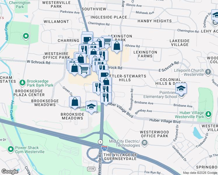 map of restaurants, bars, coffee shops, grocery stores, and more near 782 Ohio 3 in Westerville