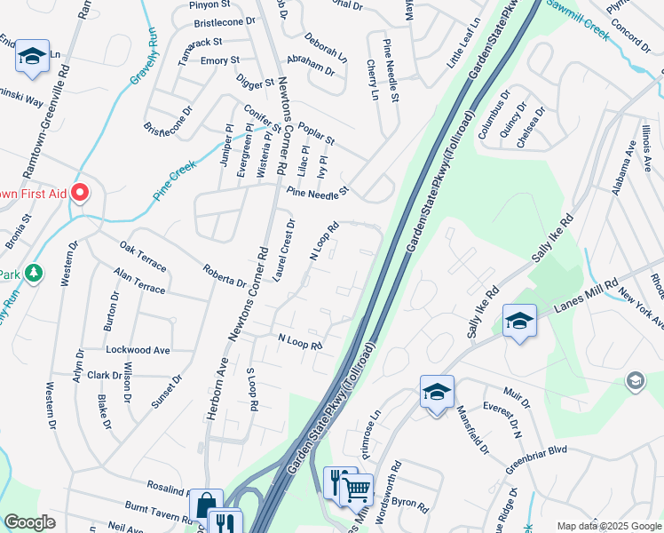 map of restaurants, bars, coffee shops, grocery stores, and more near 1016 Tammy Court in Brick Township