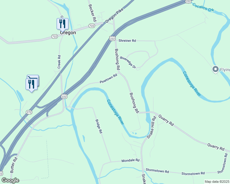 map of restaurants, bars, coffee shops, grocery stores, and more near 138 Pinetown Road in Lancaster County