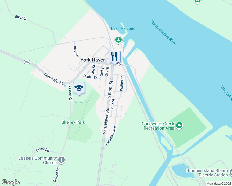 map of restaurants, bars, coffee shops, grocery stores, and more near 12 Dunkle Avenue in York Haven