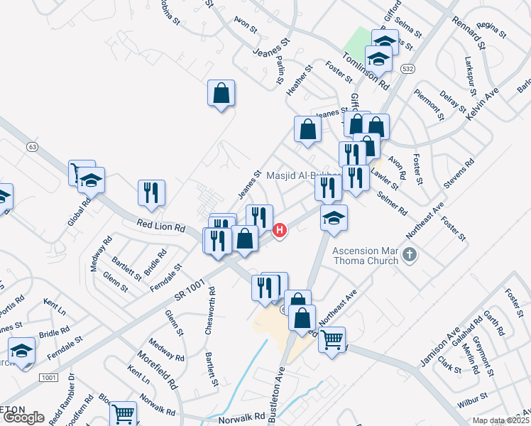 map of restaurants, bars, coffee shops, grocery stores, and more near 738 Greymont Street in Philadelphia