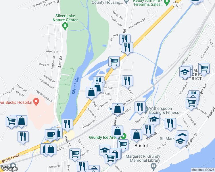 map of restaurants, bars, coffee shops, grocery stores, and more near 807 3rd Avenue in Bristol