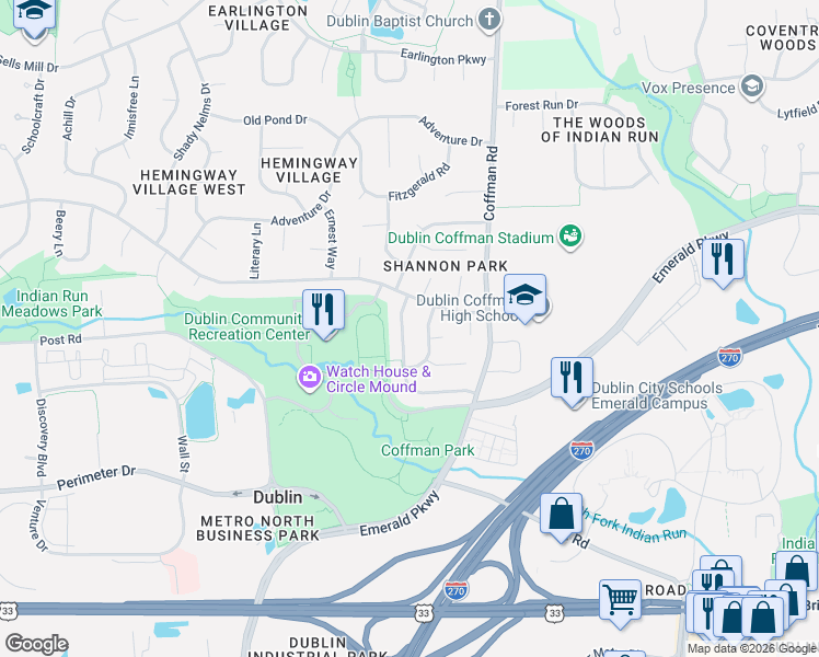 map of restaurants, bars, coffee shops, grocery stores, and more near 6837 Vally Down Road in Dublin