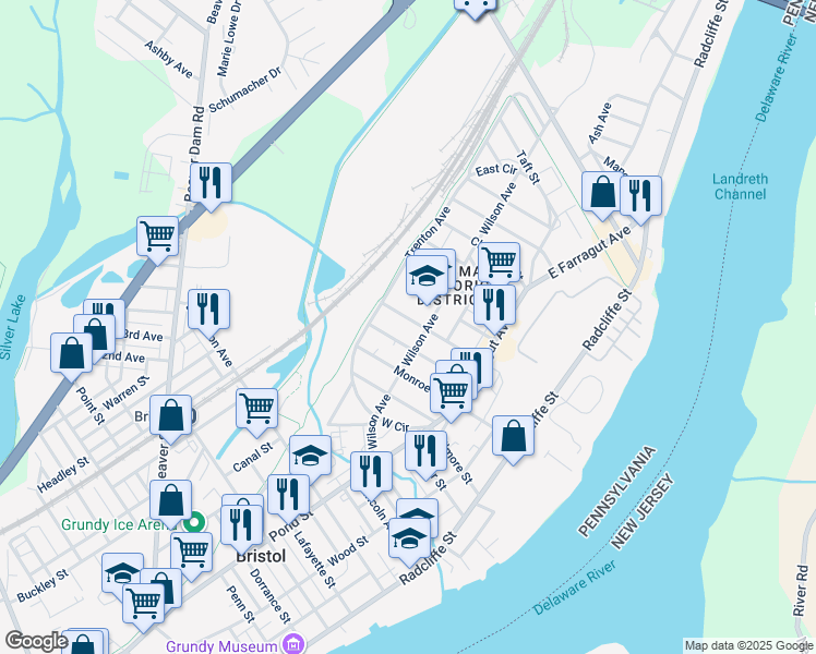 map of restaurants, bars, coffee shops, grocery stores, and more near 320 Harrison Street in Bristol
