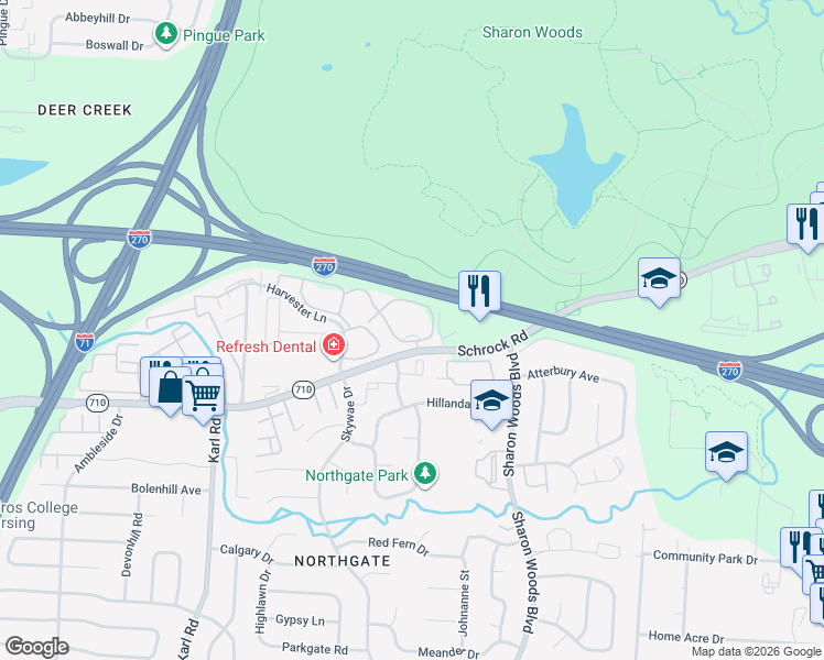 map of restaurants, bars, coffee shops, grocery stores, and more near in Columbus