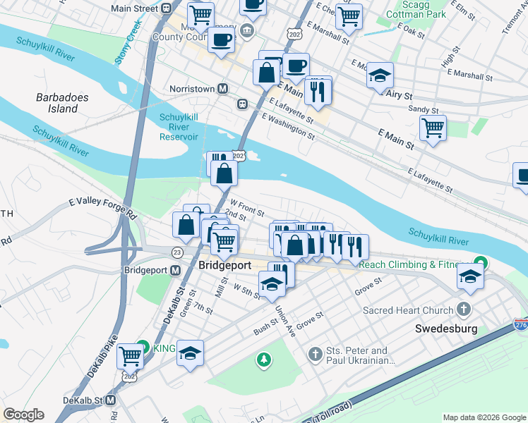 map of restaurants, bars, coffee shops, grocery stores, and more near 201 Mill Street in Bridgeport