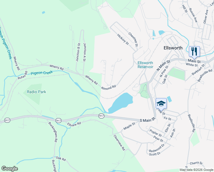 map of restaurants, bars, coffee shops, grocery stores, and more near 1 Linden Street in Ellsworth