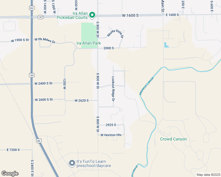 map of restaurants, bars, coffee shops, grocery stores, and more near 2432 Lookout Ridge Drive in Mapleton