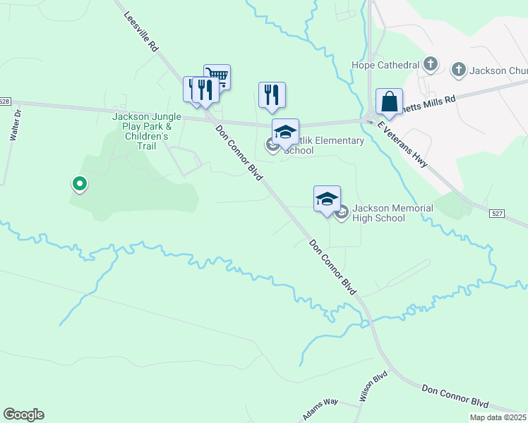 map of restaurants, bars, coffee shops, grocery stores, and more near 3 Susie Lane in Jackson