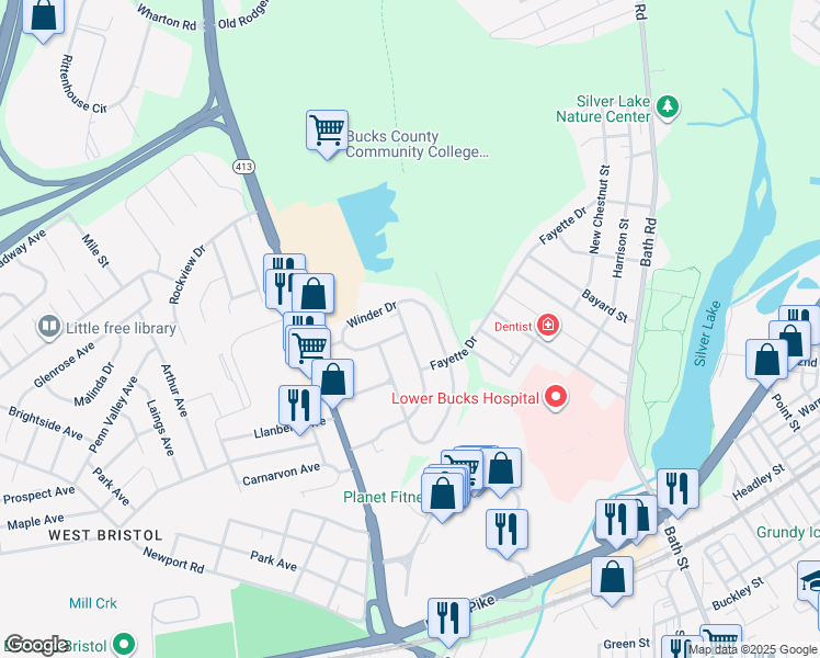 map of restaurants, bars, coffee shops, grocery stores, and more near 918 Elmhurst Avenue in Bristol