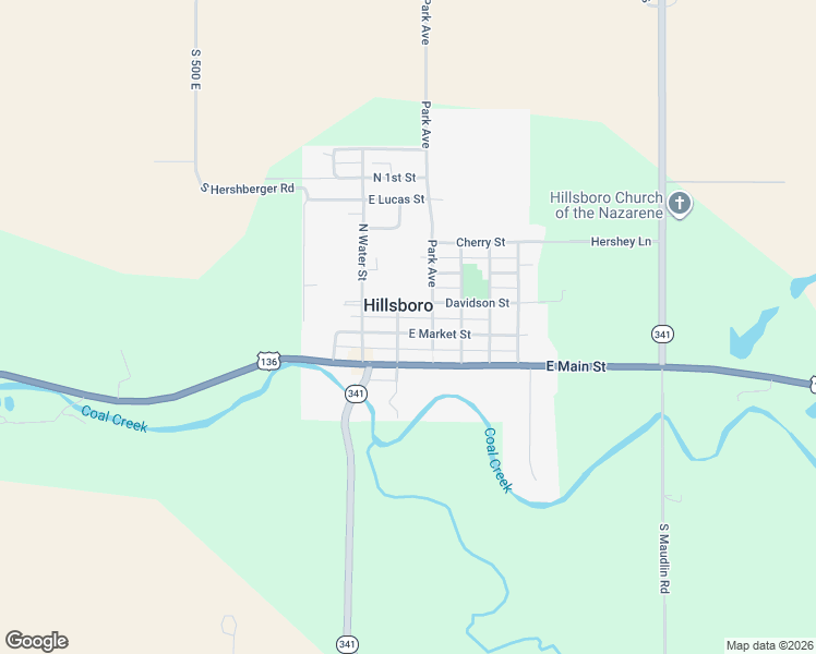 map of restaurants, bars, coffee shops, grocery stores, and more near 106 North Cross Street in Hillsboro
