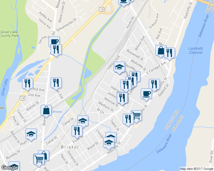 map of restaurants, bars, coffee shops, grocery stores, and more near 332 Harrison Street in Bristol