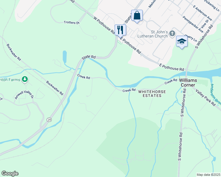 map of restaurants, bars, coffee shops, grocery stores, and more near 101 Tinker Hill Road in Phoenixville