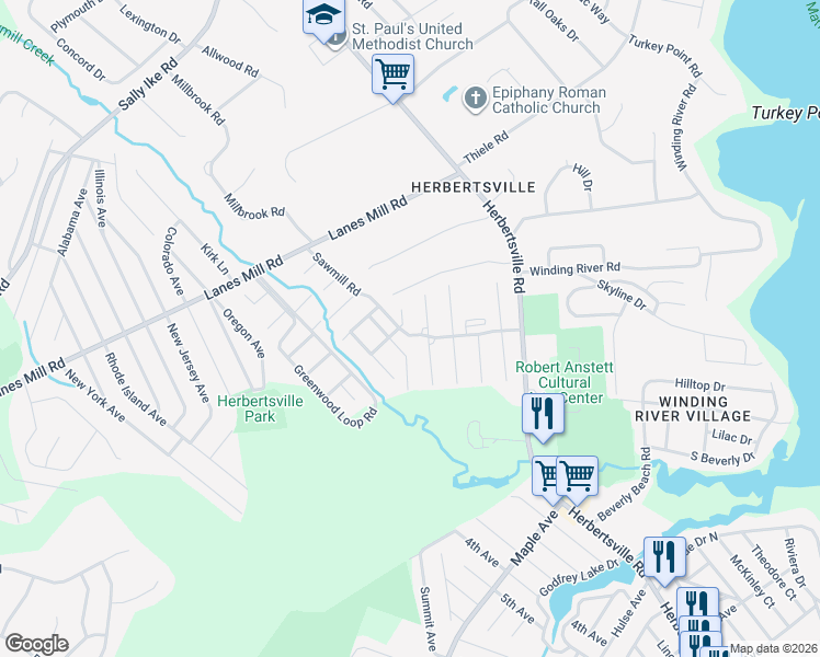 map of restaurants, bars, coffee shops, grocery stores, and more near 630 Windcrest Court in Brick Township