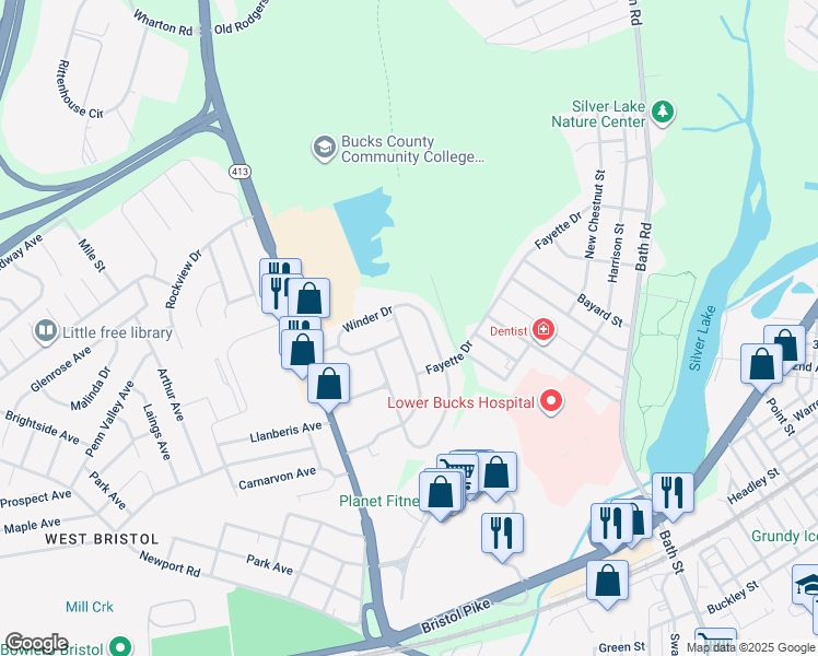 map of restaurants, bars, coffee shops, grocery stores, and more near 918 Elmhurst Avenue in Bristol